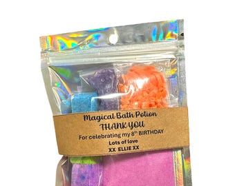 Personalised message- Magical Bath Potion Party Bags- birthday goodie Bag- Colour Changing Potion- Kids Birthday Party