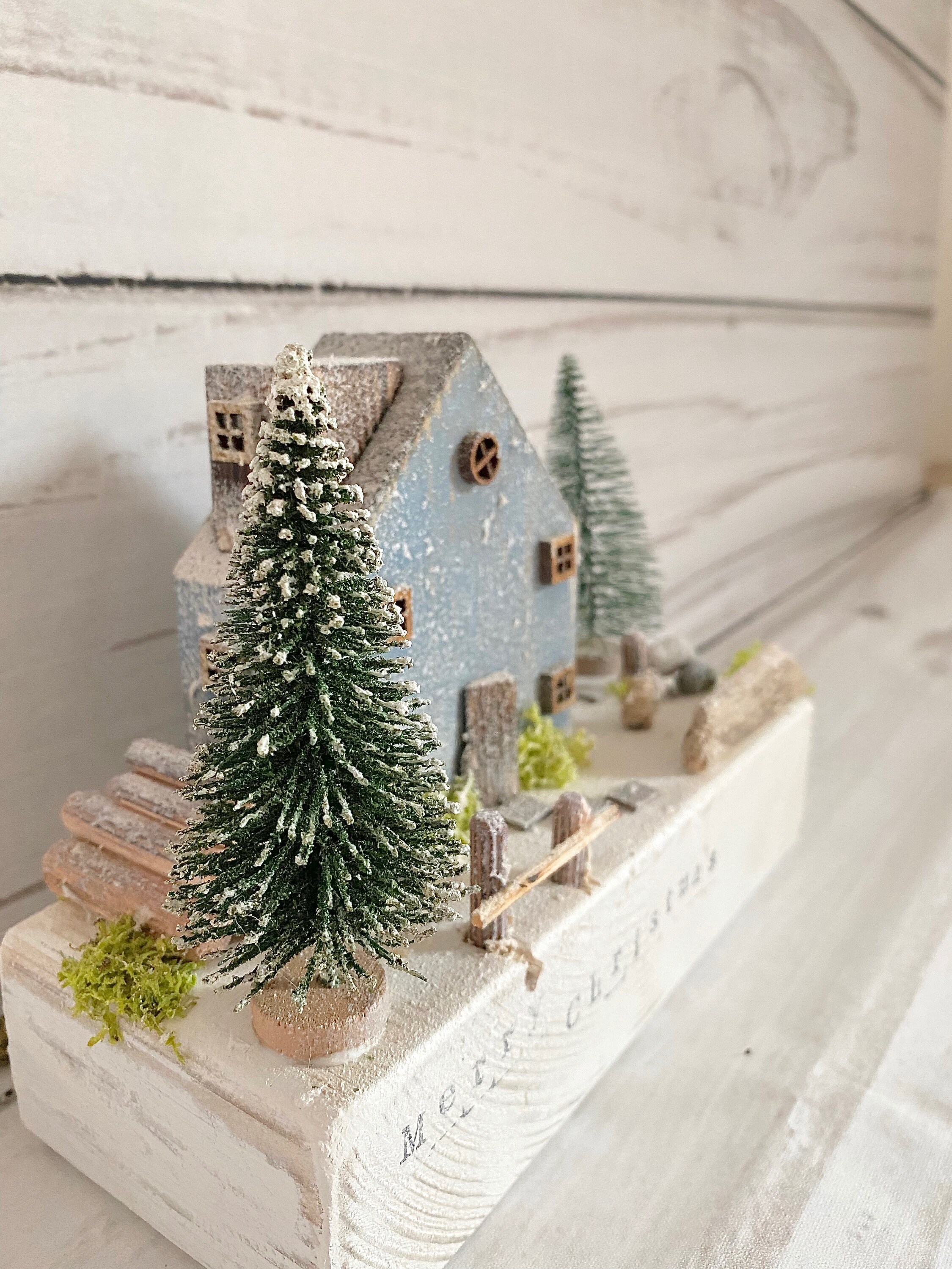 Wooden Snowy Cottage Christmas Cottage Driftwood Art - Etsy UK