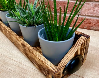 Rustic wooden planter, succulent planter, garden planter, handcrafted window sill planter, window box, wooden box planter, table centrepiece