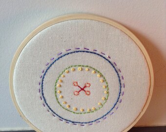 Rainbow Button Embroidery