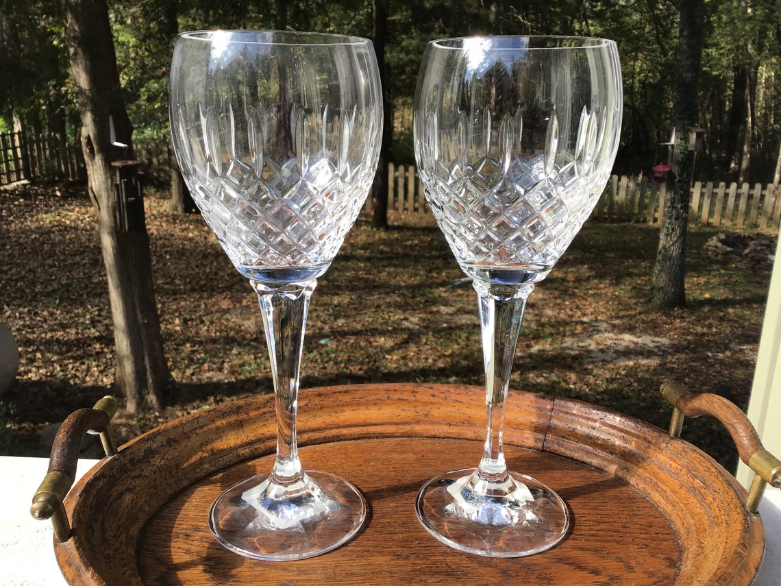 Pair Mikasa Crystal Wine Glasses Coventry Pattern Wedding Etsy