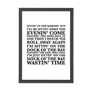 Otis Redding, Sittin' on a Dock on a Bay, Song Lyrics, Wall Art, Framed Wall Art