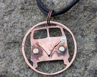 VW husbilsmynthänge/nyckelring med äkta strålkastare i 9 karat guld