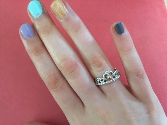 Bague Pandora diademe en argent sterling et or 9 carats Etsy France