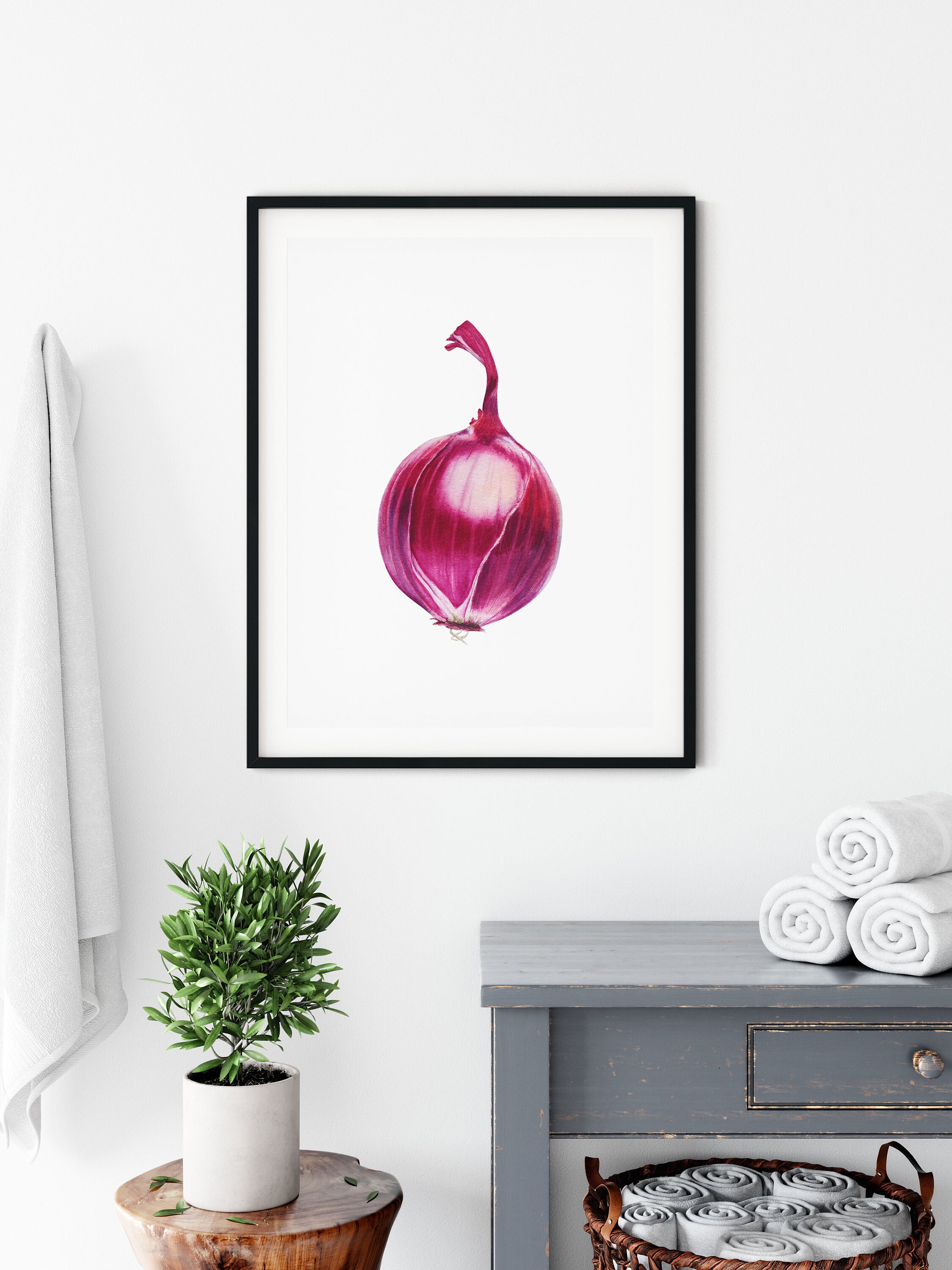 Red Onion Printable Wall Art Digital Download Watercolor Print Etsy