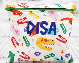 Personalized Reusable Sandwich Bag Dinosaur T Rex Back to School Boys Girls Lunch Bag Treat Bag Washable Bag Personalized Bag