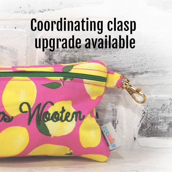 ADD a clasp to any size bag at the Zippered Zebra