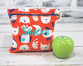 Reusable Sandwich Bag Puppy Doggy Bag Cats Treat Bag Snack Bag Wet Bag Vacation Bag Doggy Daycare Washable Bag Lunch Preschool Bag