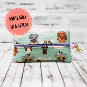 Personalized Puppy Dog Zippered Case Personalized Accessory Pouch With Hanging Clip Floral Dog Zippered Bag for Women Purse Organizer
