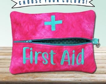 Personalized First Aid Med Pouch With Custom Colors and Text, Available in 3 Sizes