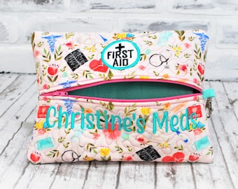 Emergency Personalized Medication Pouch With Custom Allergy Patches For Epipen Case First Aid With Name For Emergency Meds Food Allergy Bag