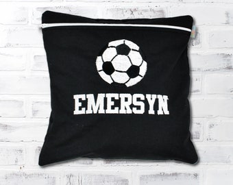 Personalized Reusable Zippered Soccer Goal Bag, in 5 Sizes: Snack, Sandwich, Pouch, Large Wet Bag
