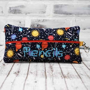 Personalized Space Pencil Case For Birthday Party Favor Outer Space Case With Planets Solar System Gift for Kids Space Party School Zip Case