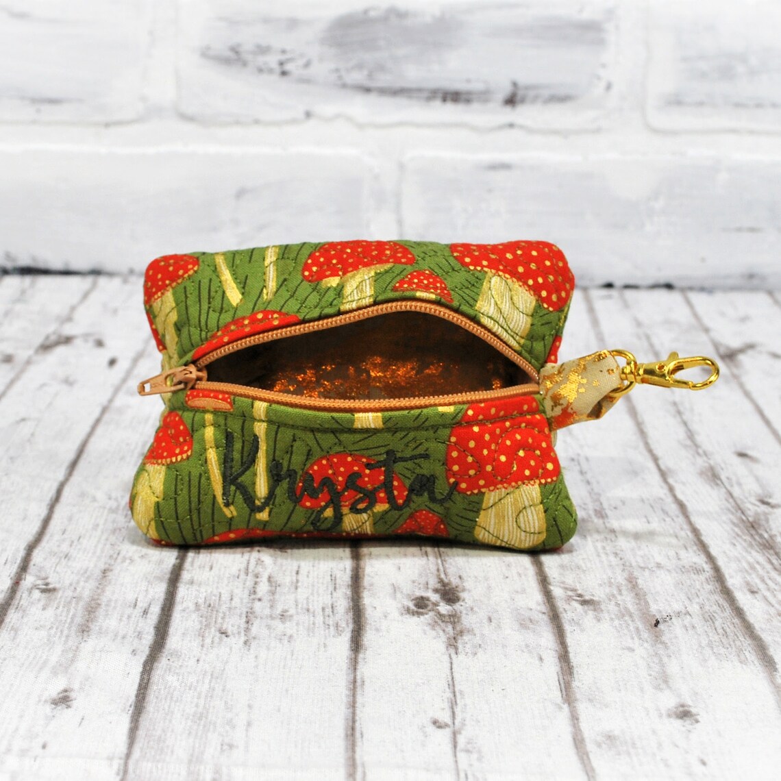 Personalized Toadstool Zippered Pouch Keychain Zippered Case Accessory ...