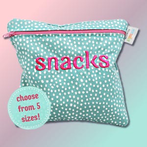 Personalized Teal Reusable Sandwich Bag Food Safe Toiletries Bag
