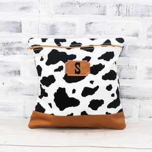 Personalized Cow Print Extra-Large Reusable Bag, Washable large wet bag change of clothing XL bag Farmhouse Go bag