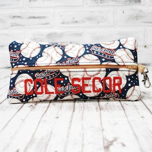 Baseball Vintage Personalized Zippered Pouch