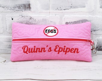 Pink Personalized Emergency Med Pouch  Comes in 3 sizes  Custom Allergy Patches