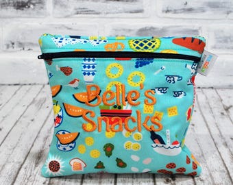 Personalized Reusable Food Pastries Wine Pretzels Pie Washable Lunch Travel Bag for School and Work