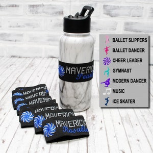 Personalized Water bottle Labels Cheer Dance Gymnastics Ice Skate CupBandz  10 inch