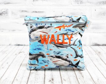 Reusable Personalized Sharks and Fish Food-Safe Bag, Ocean Beach Wet Bag