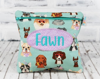 Personalized Reusable Cute Dogs Sandwich Bag Doggy Daycare Puppies Dogs in sunglasses