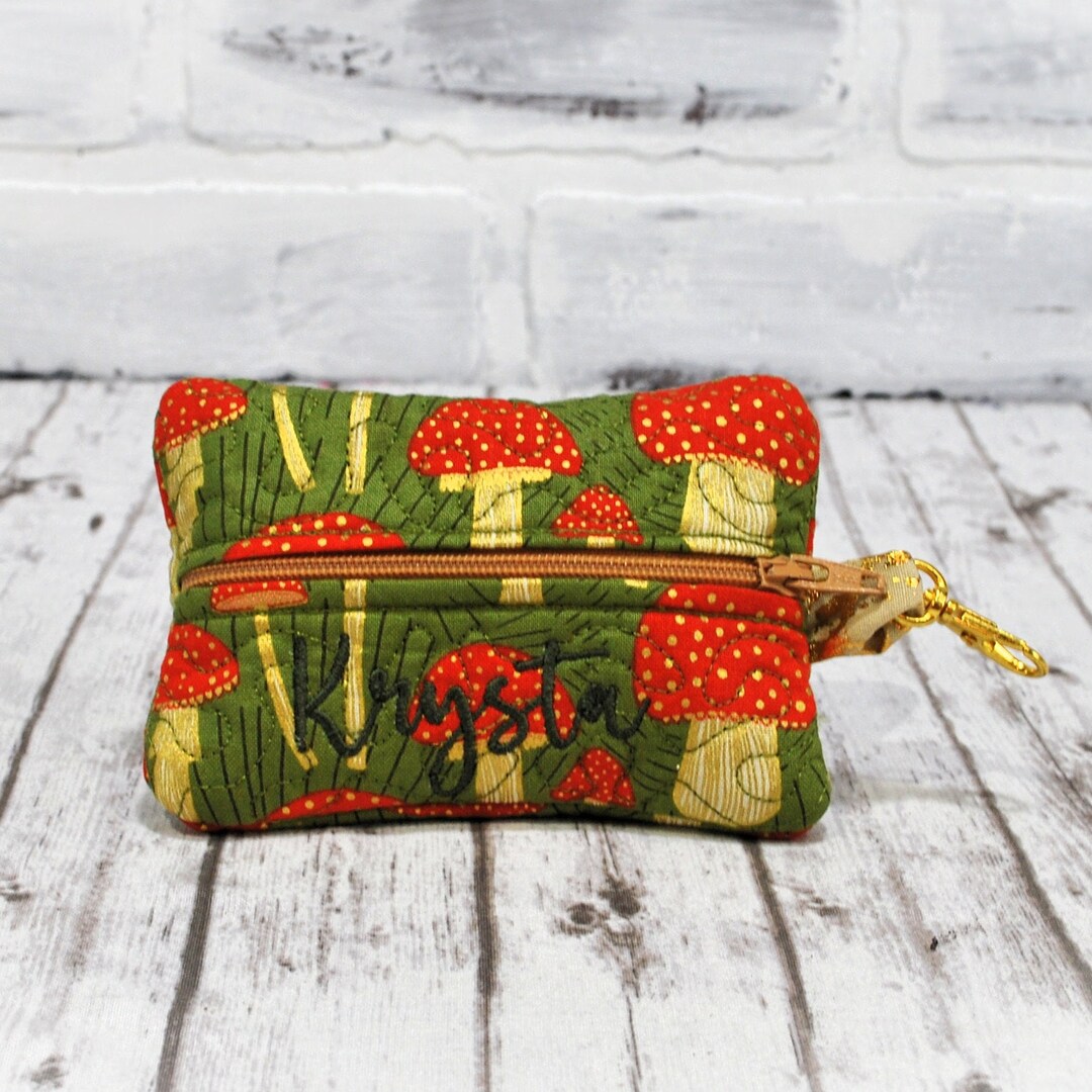 Personalized Toadstool Zippered Pouch Keychain Zippered Case Accessory ...