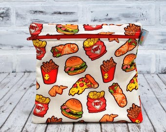 Personalized Reusable Snack Bag Junk Food Washable Food Safe Bag Funny Food Lunch Travel Bag for School Lunch