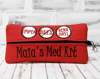 Medium Red Custom Medication Case, Insulated Personalized