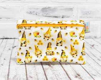 Reusable Gnomes Sandwich Bag, Personalized Washable Food-Safe Bag Floral Bumblebees Honeycomb Mother's Day Gift