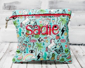 Reusable Sandwich Bag Unicorns Doodle Bag Personalized Washable Bag