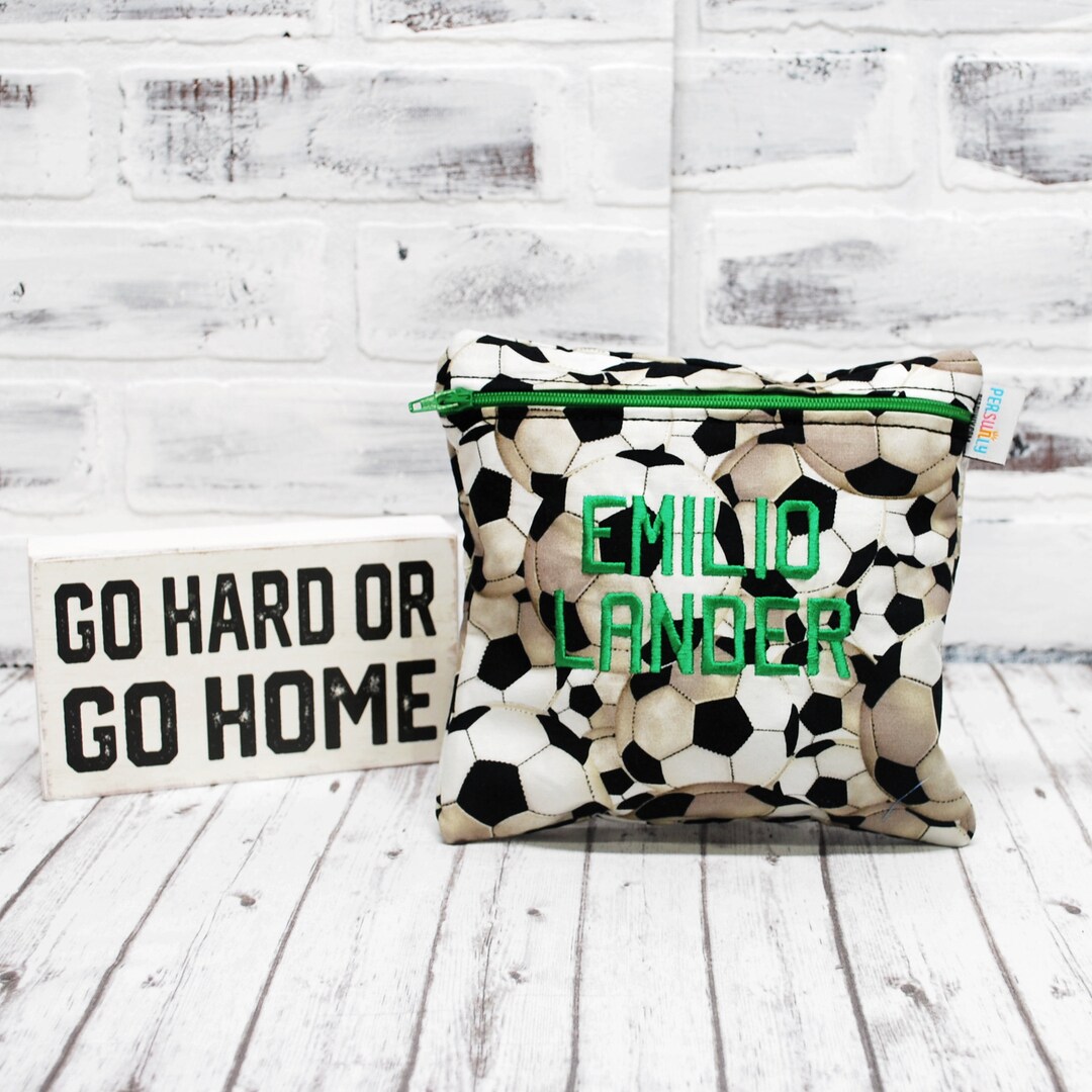 Reusable Sandwich Bag Soccer Snack Bag Personalized Toiletry Etsy