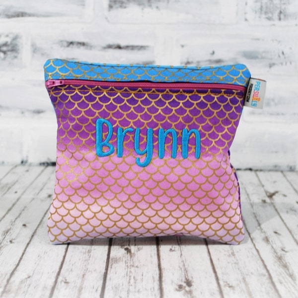 Reusable Sandwich Bag Mermaid Scales, Personalized Washable Bag