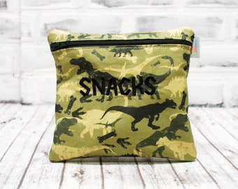 Personalized Dino Camo Reusable Sandwich Bag, Washable Bag