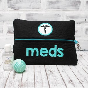 Large Black Personalized Medical Pouch