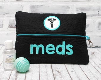 Large Black Personalized Medical Pouch