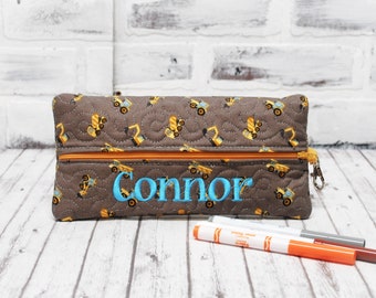 Construction Personalized Pencil Case, School Supplies for Boys