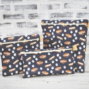 Reusable Sandwich Bag S&#39;mores Camping Marshmallows Food Safe Bag Back to School Snack Bag Washable Bag Gallon Bag Preschool Bag Eco Friendly