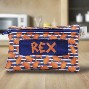 Personalized Reusable Food Bag Snack Cracker Snack Bag For School Goldfish Bag with Zipper For Boys Toddler Snack Washable Bag with Name