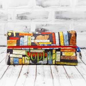 Personalized Cats and Books Zippered Case