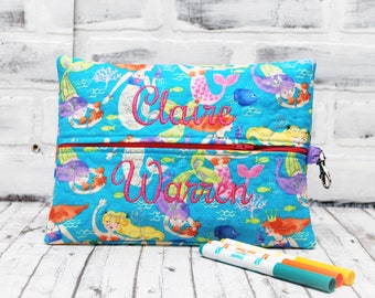 CLEARANCE Personalized Mermaids Pencil Case//Pencil Pouch//Pencil Holder//Kids Pencil Pouch