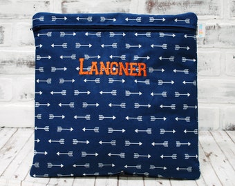 Personalized Navy Arrows Extra-Large Reusable Bag, Washable Large Wet Bag