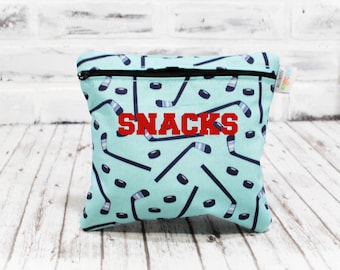 Personalized Hockey Reusable Sandwich Bag Snack pouch