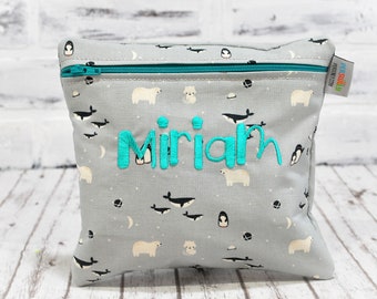 Personalized Reusable Kids Animal Snack Bag Penguin Polar Bear Whale Simple Print Nursery Diaper Bag