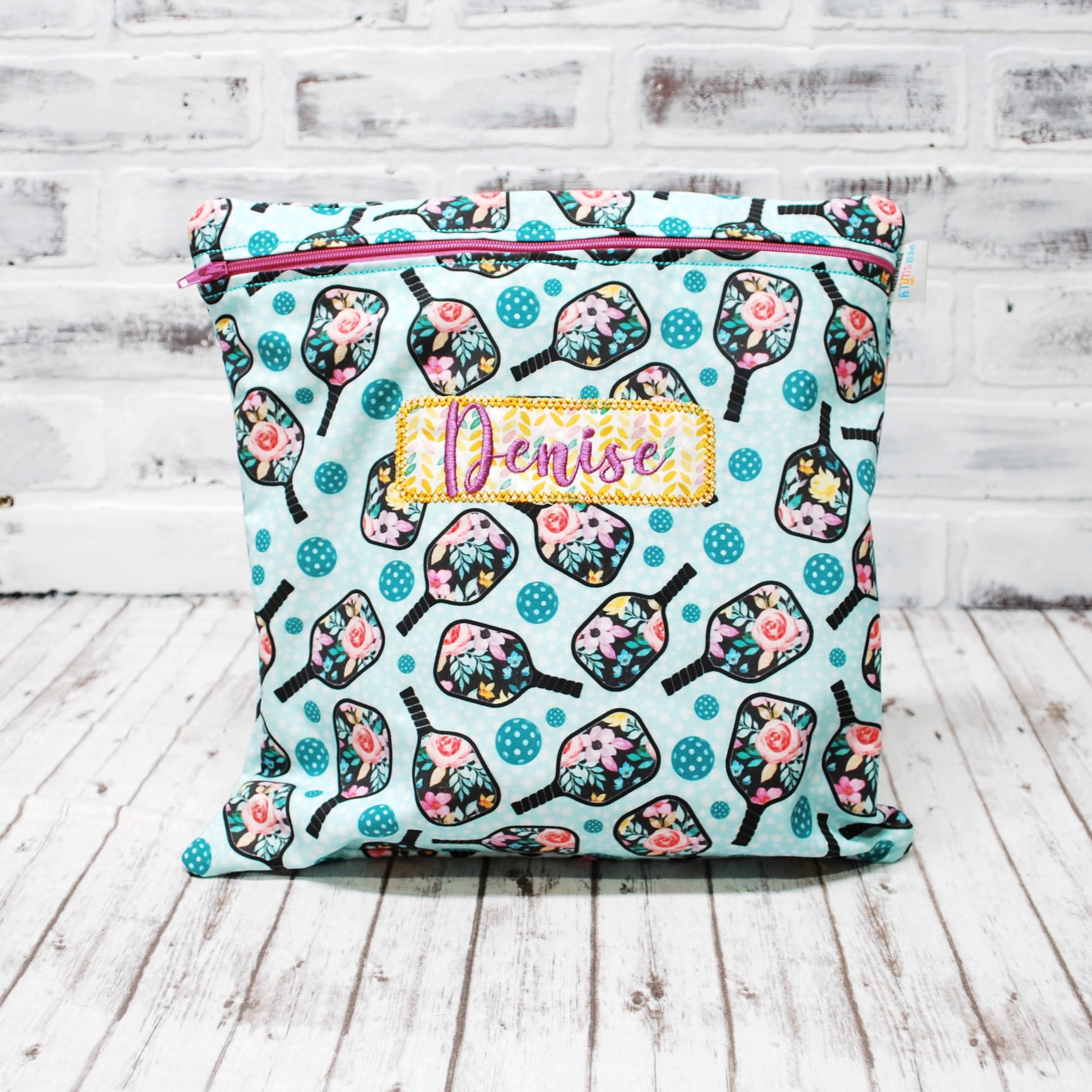 Floral Pickleball Bag Personalized Zippered Washable Bag Women's Lunch bag