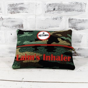Camo Red Personalized Emergency Medication Pouch  Comes in 3 sizes  Custom Allergy Patches