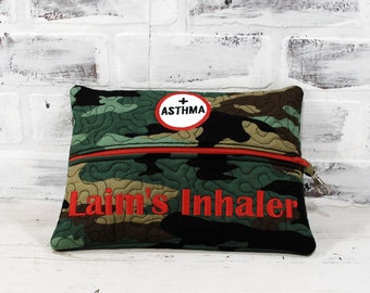 Camo Red Personalized Emergency Medication Pouch  Comes in 3 sizes  Custom Allergy Patches