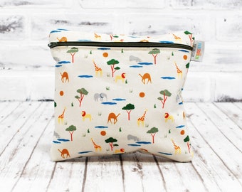 Personalized Reusable Kids Safari Animal Snack Bag Simple Print Nursery Diaper Bag