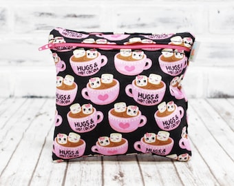 Personalized Reusable Hot Chocolate Sandwich Bag, Treat Bag, For School, Toiletries, Snacks Back to School
