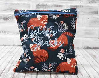 Personalized Reusable Bag Red Panda For Girls Floral Lunch